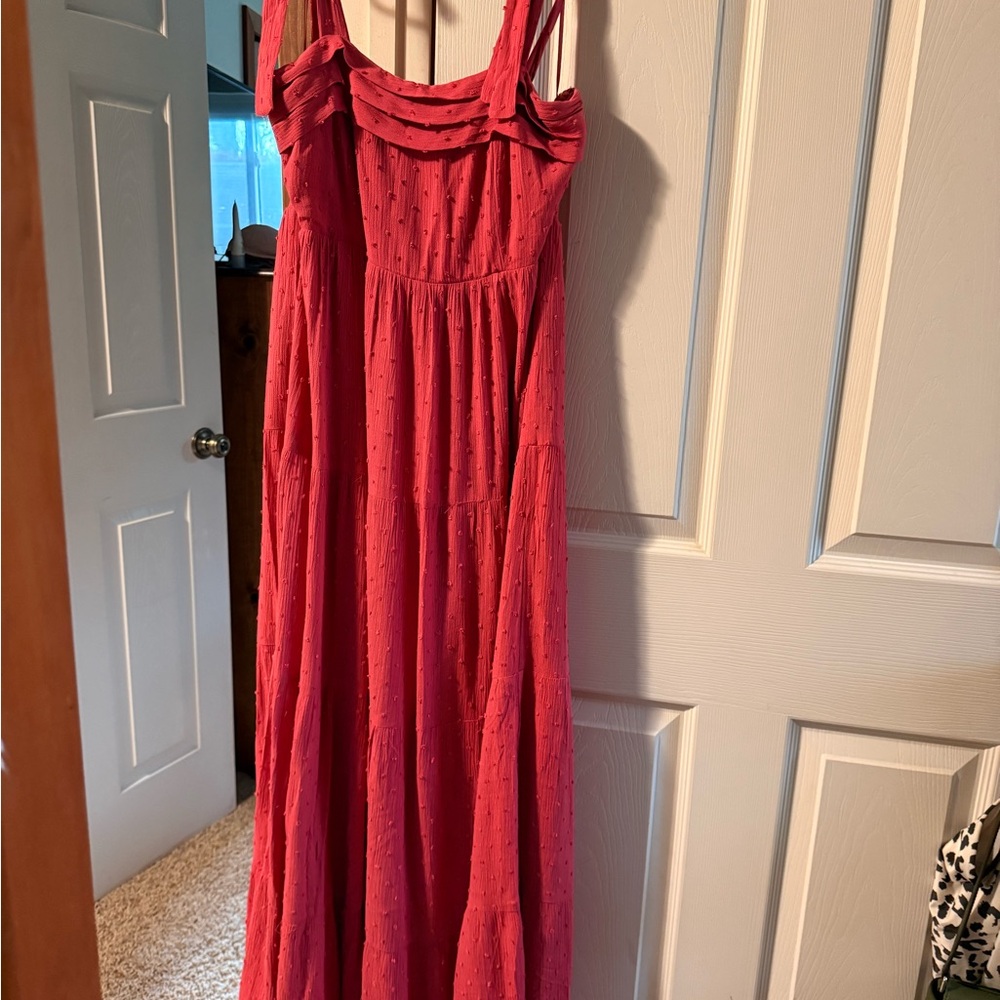 Carly Jean Los Angeles Red Pleated Maxi Sundress